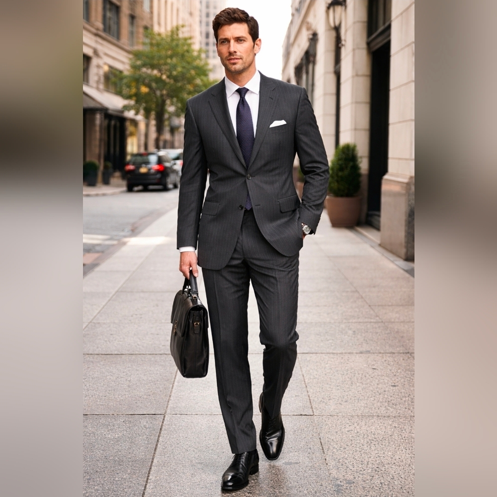 Lauren Ralph Lauren Charcoal Pinstripe Two-Piece Suit